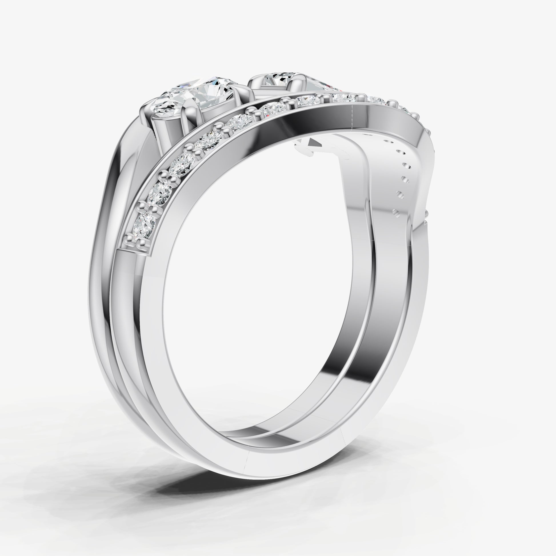 Twisted Band Two Diamond Pinky Ring