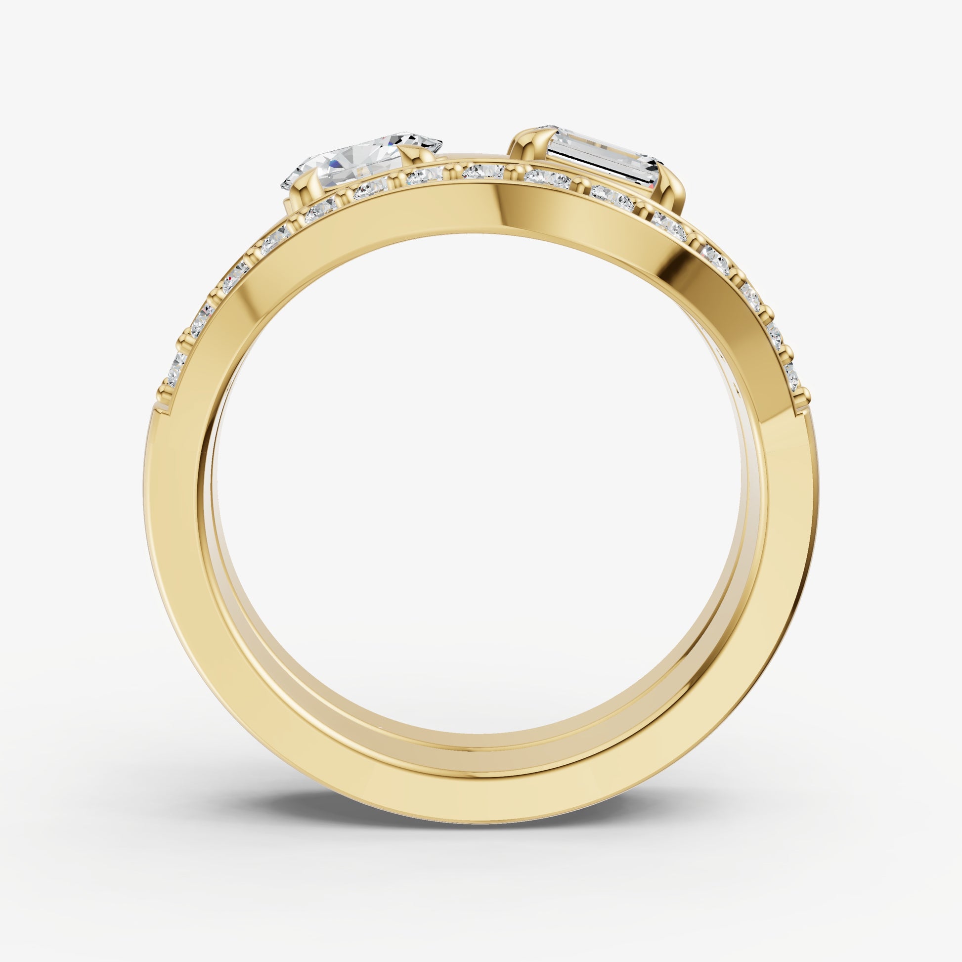 Twisted Band Two Diamond Pinky Ring