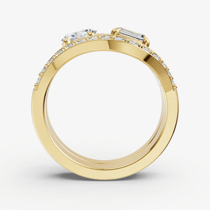 Twisted Band Two Diamond Pinky Ring