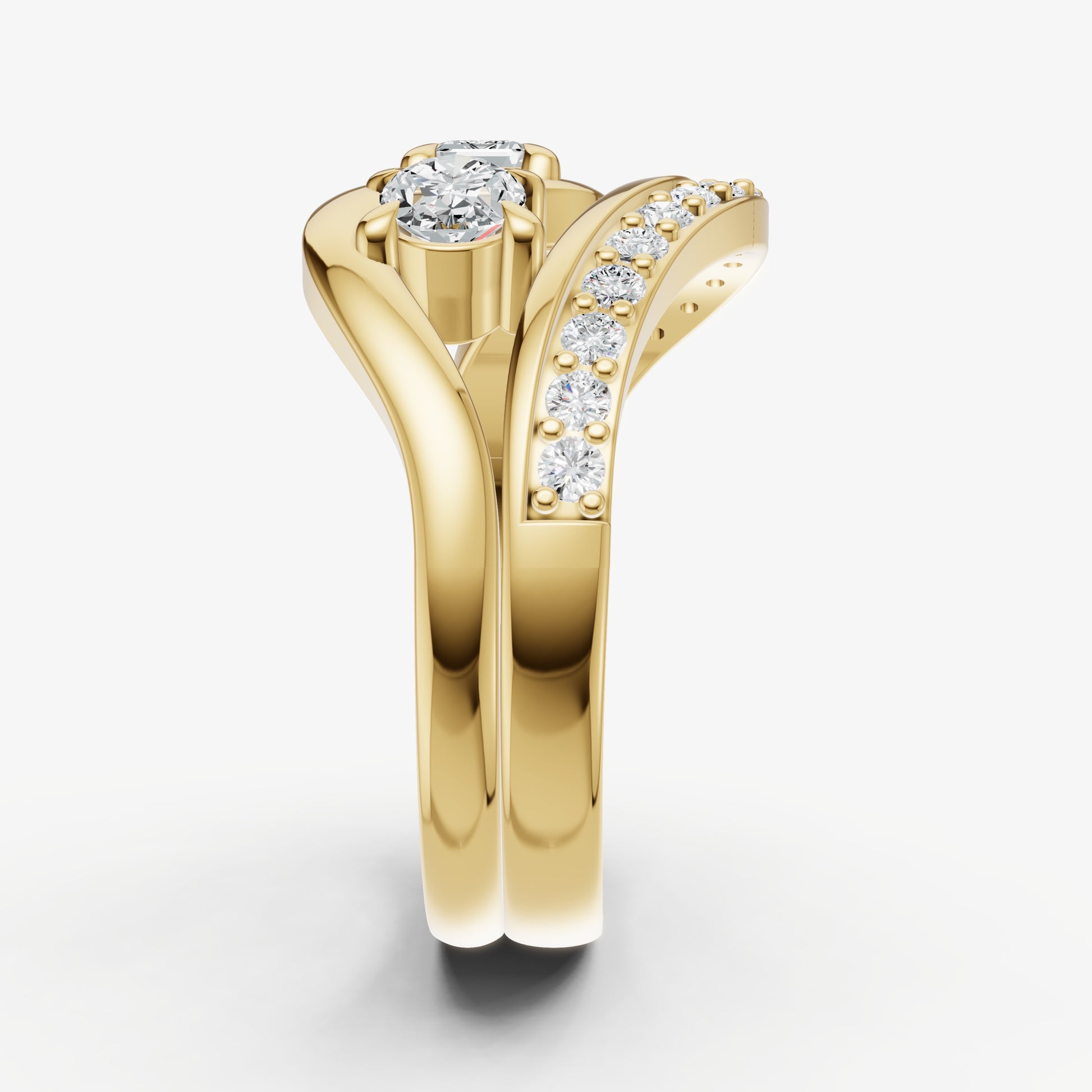 Twisted Band Two Diamond Pinky Ring