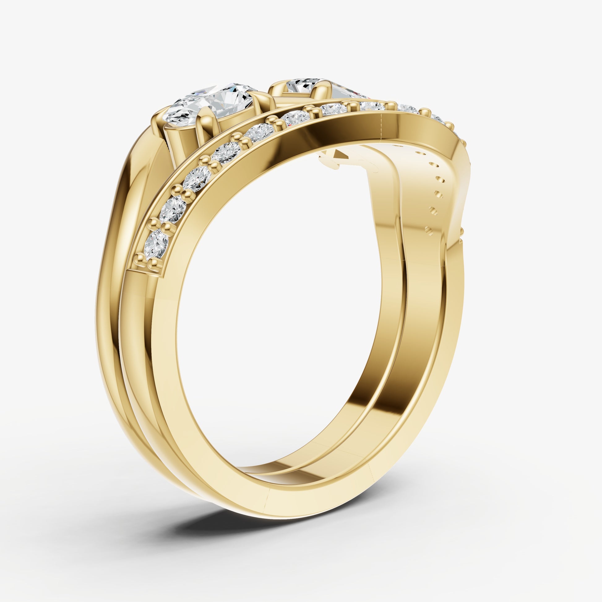 Twisted Band Two Diamond Pinky Ring