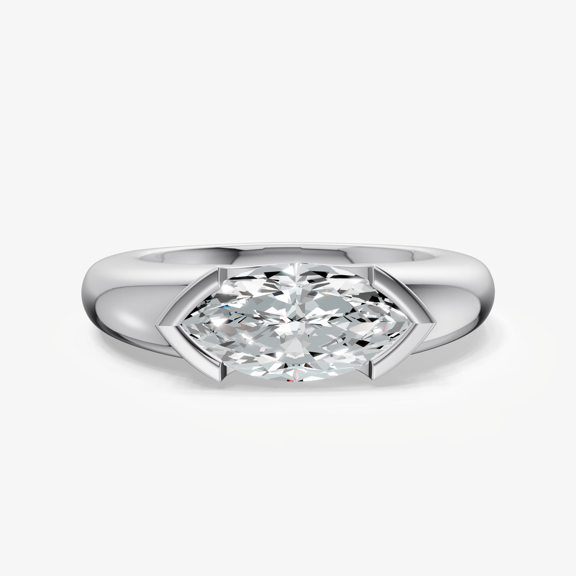 Half Bezel East West Marquise Diamond Ring