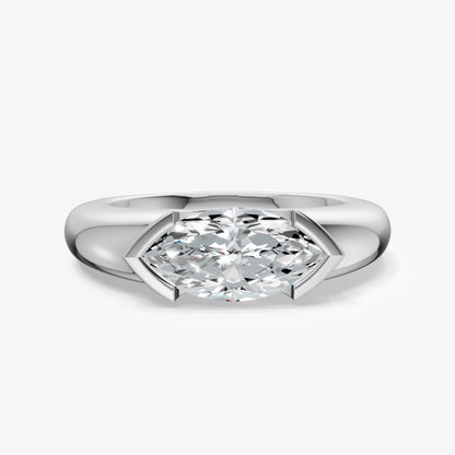 Half Bezel East West Marquise Diamond Ring