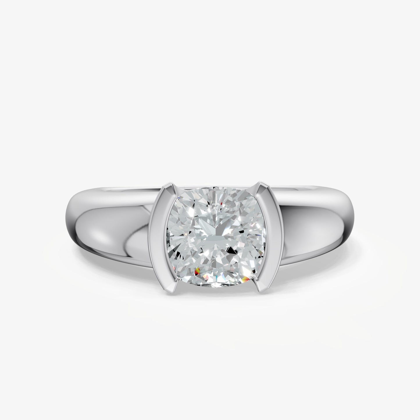 Half Bezel East West Old Miner Diamond Ring