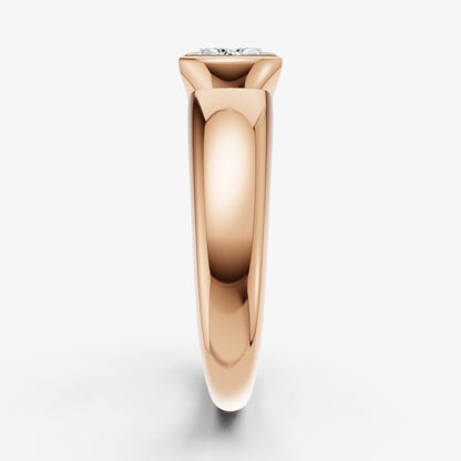 Half Bezel East West Oval Diamond Ring
