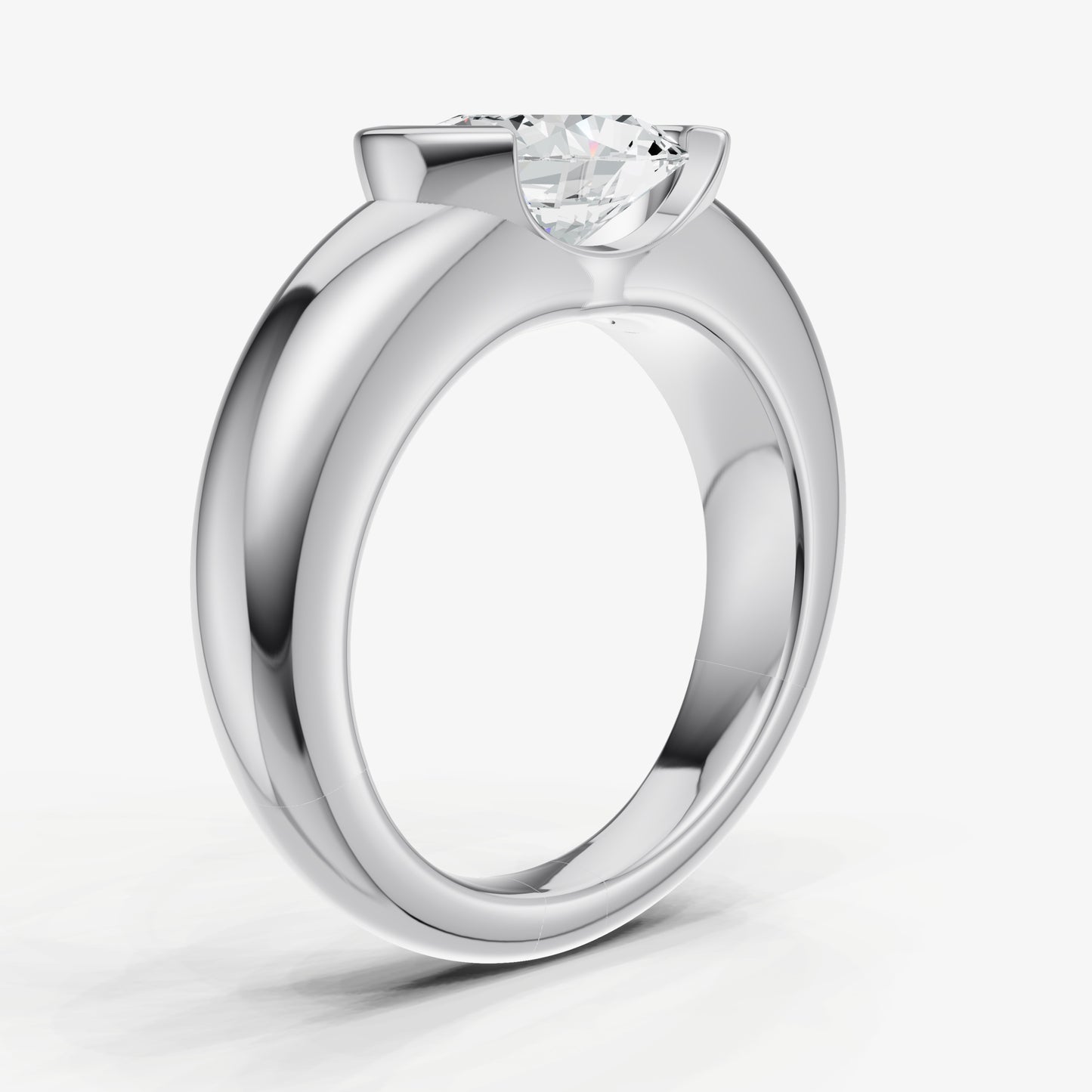 Half Bezel East West Oval Diamond Ring
