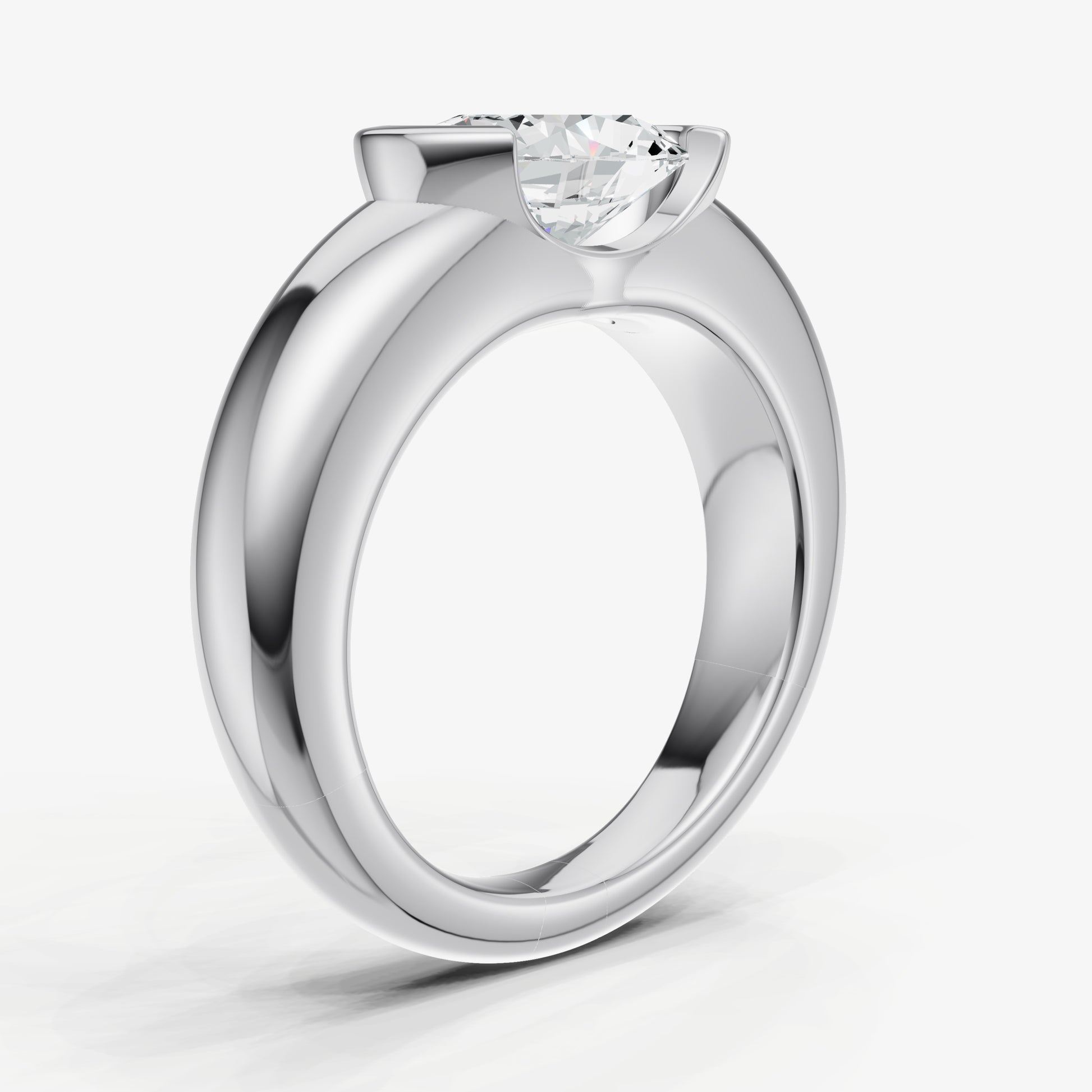 Half Bezel East West Oval Diamond Ring