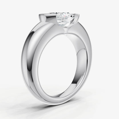 Half Bezel East West Oval Diamond Ring