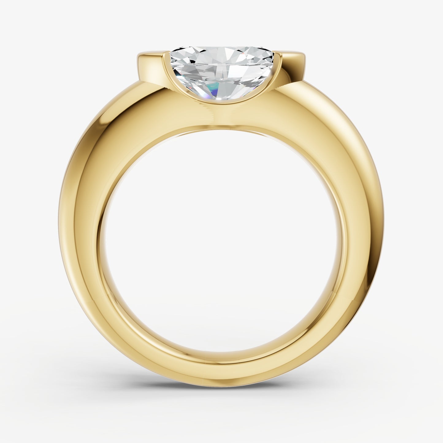 Half Bezel East West Oval Diamond Ring