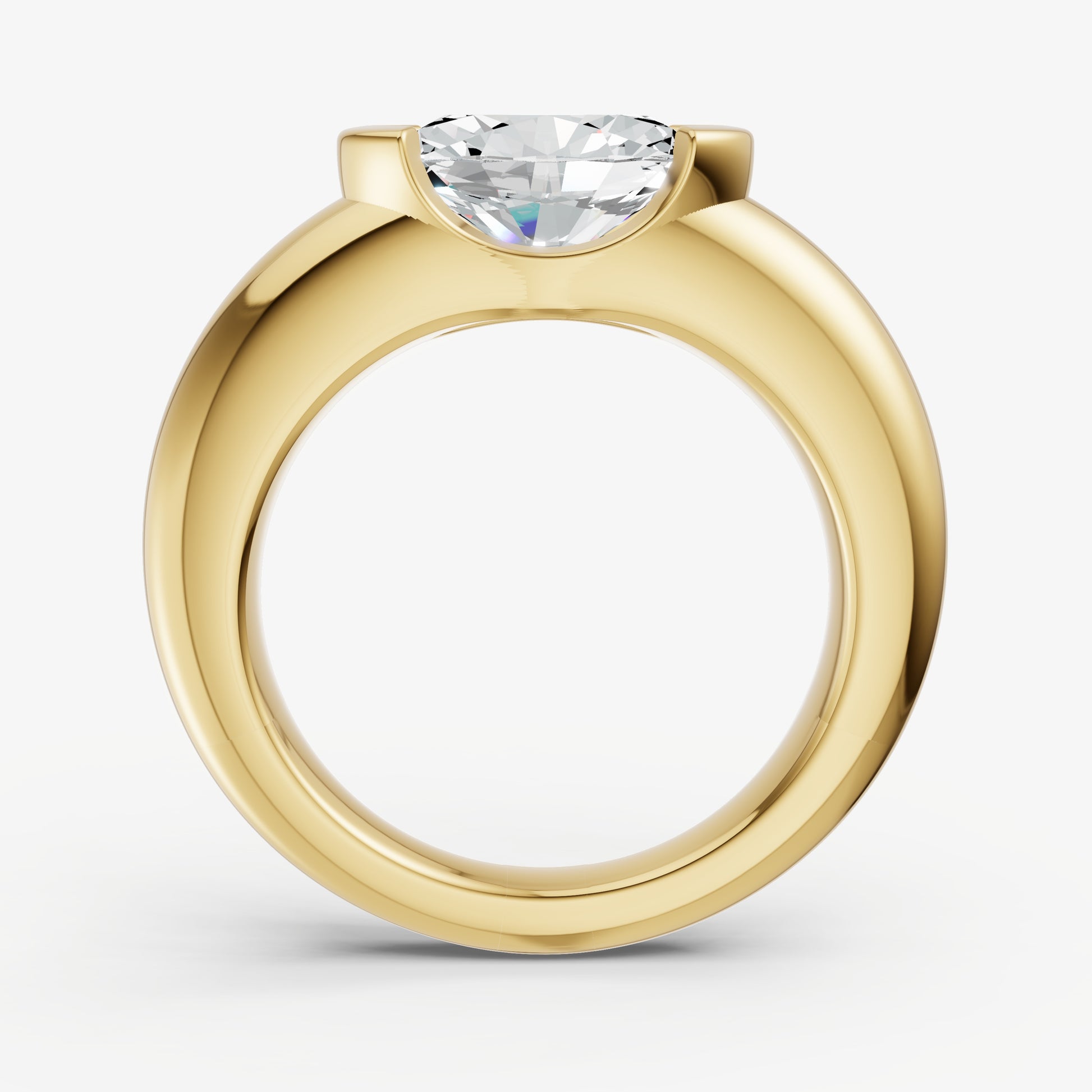 Half Bezel East West Oval Diamond Ring