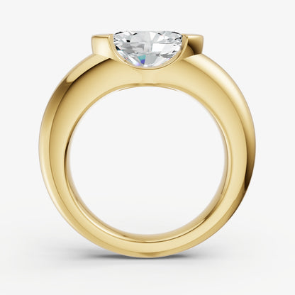 Half Bezel East West Oval Diamond Ring