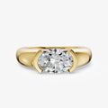 Half Bezel East West Oval Diamond Ring