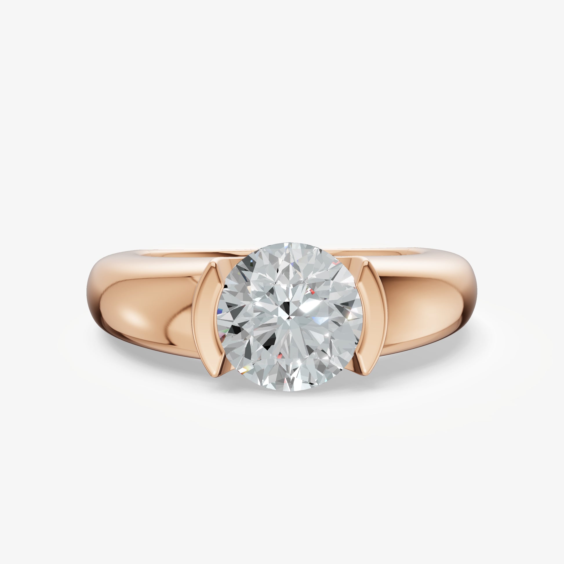 Half Bezel East West Round Diamond Ring