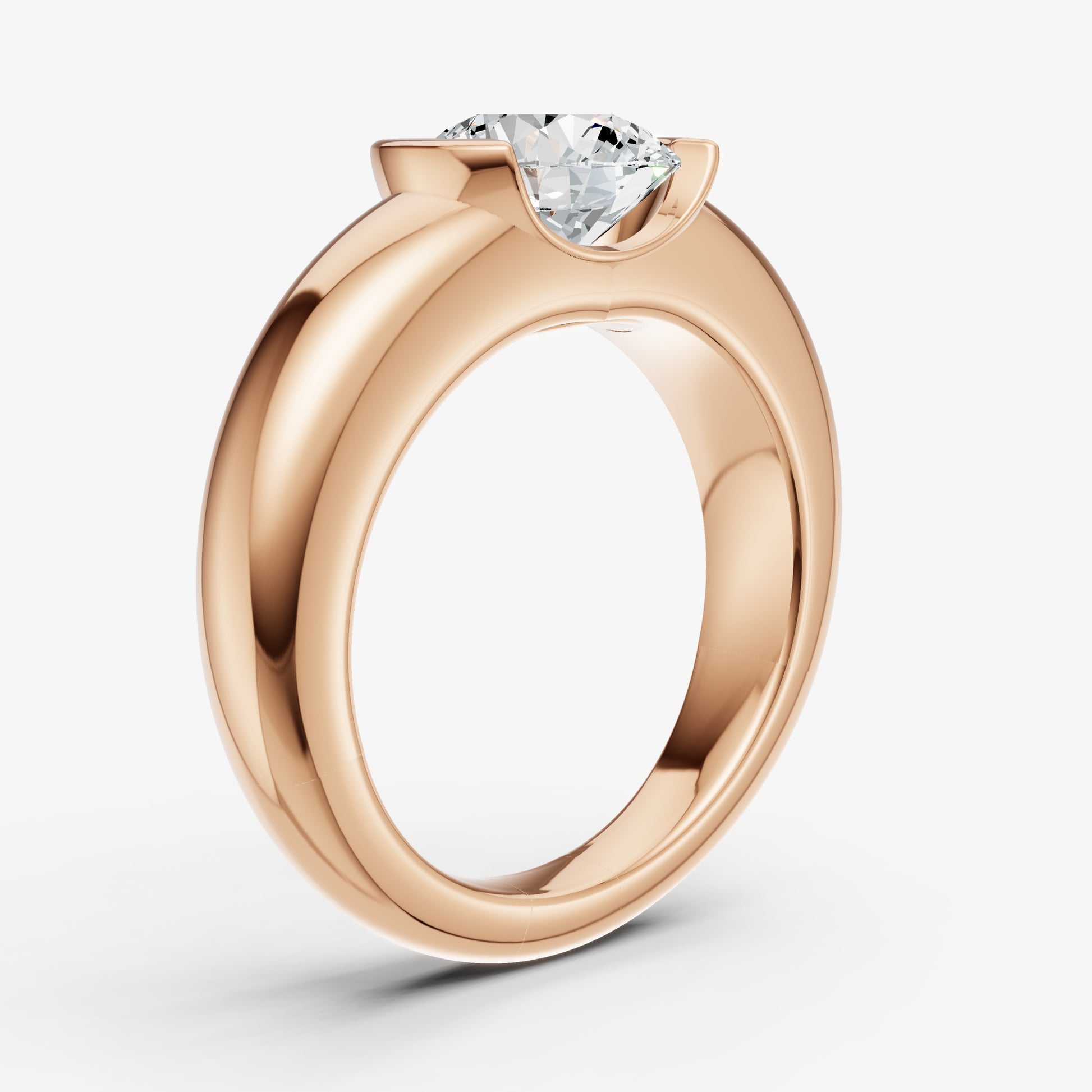 Half Bezel East West Round Diamond Ring