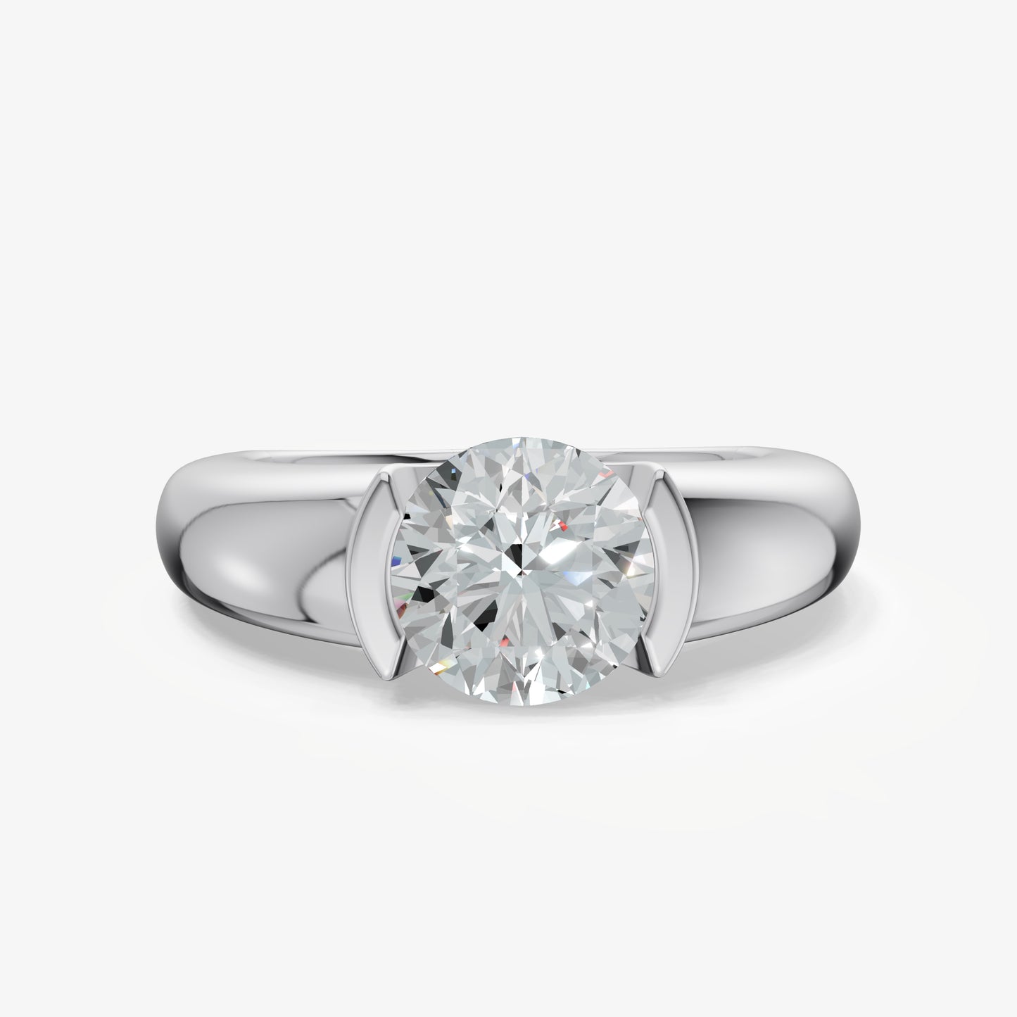 Half Bezel East West Round Diamond Ring