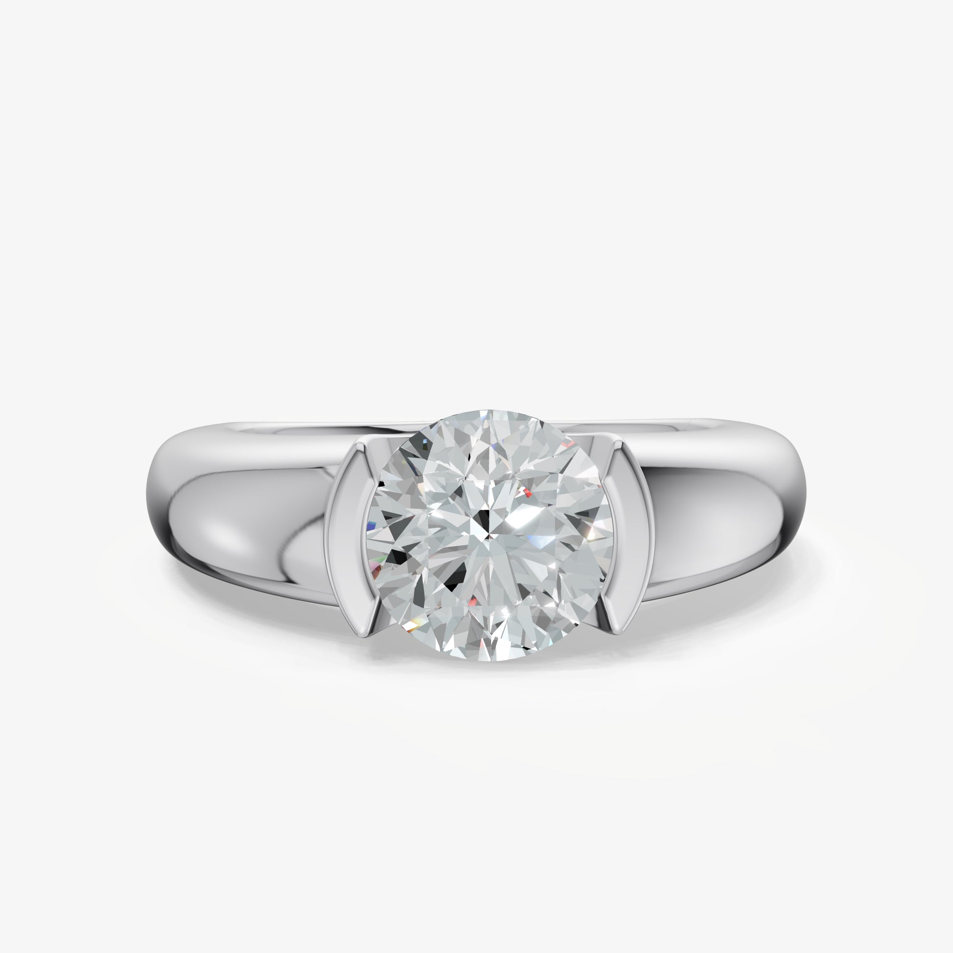 Half Bezel East West Round Diamond Ring