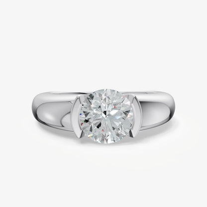 Half Bezel East West Round Diamond Ring
