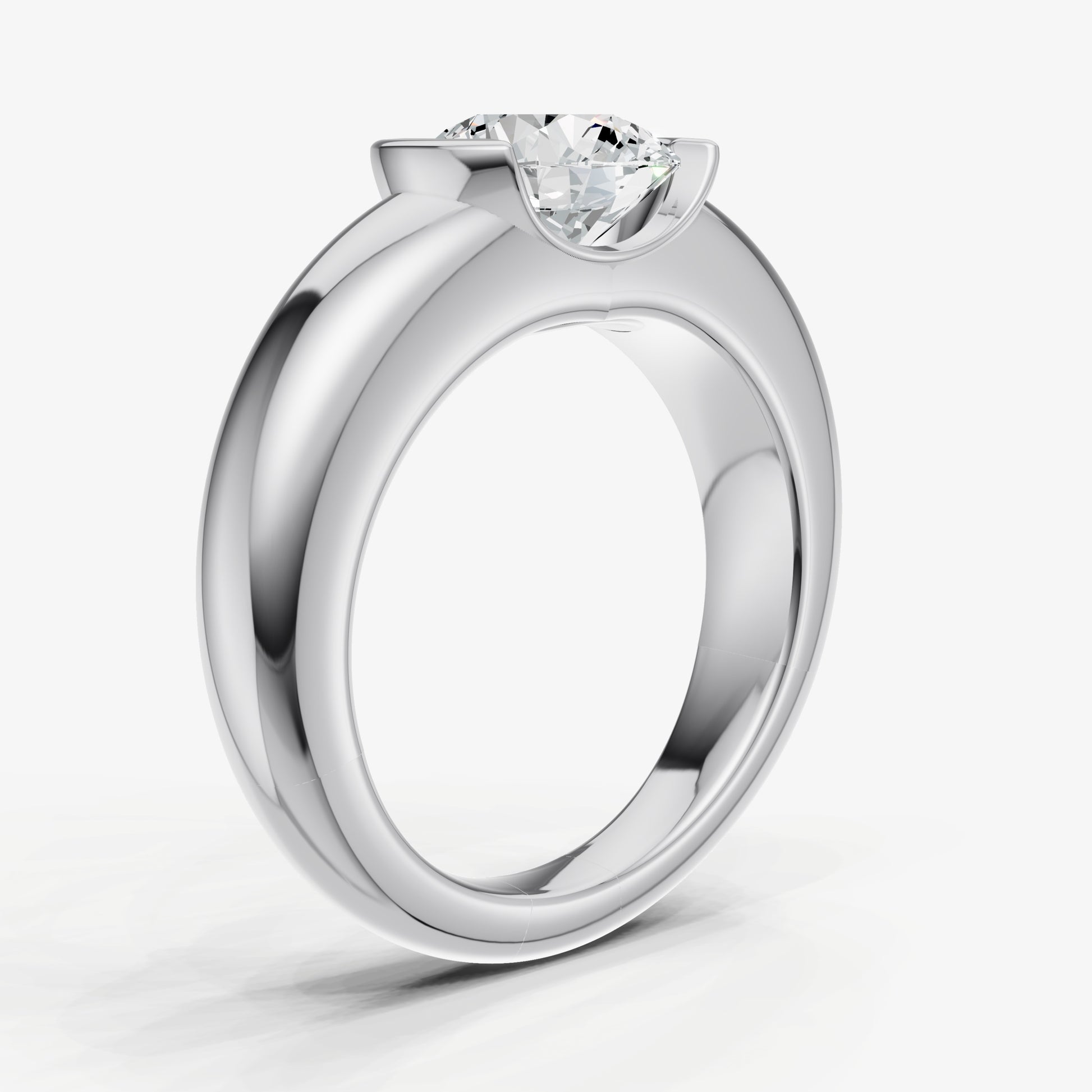 Half Bezel East West Round Diamond Ring