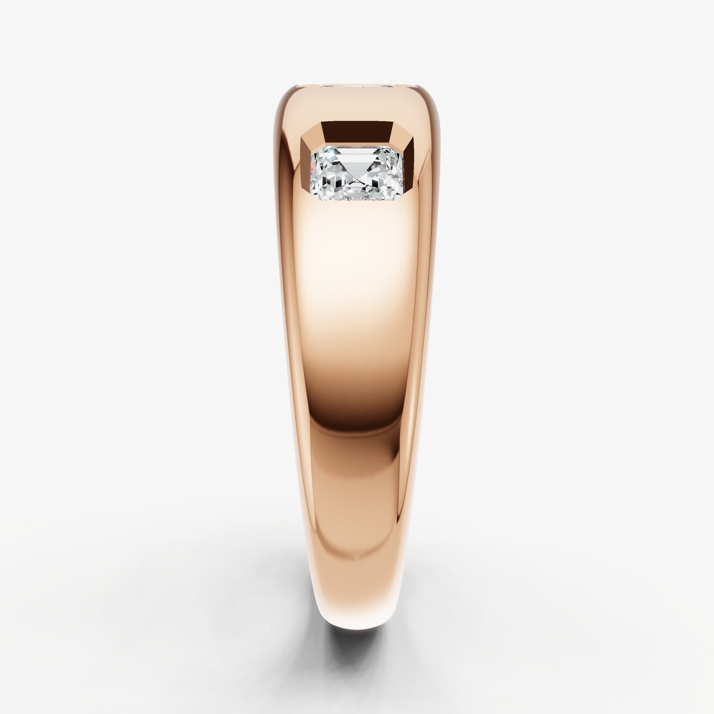 Diamond Set Gypsy Asscher Pinky Ring