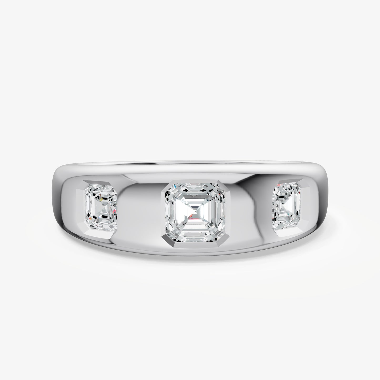 Diamond Set Gypsy Asscher Pinky Ring