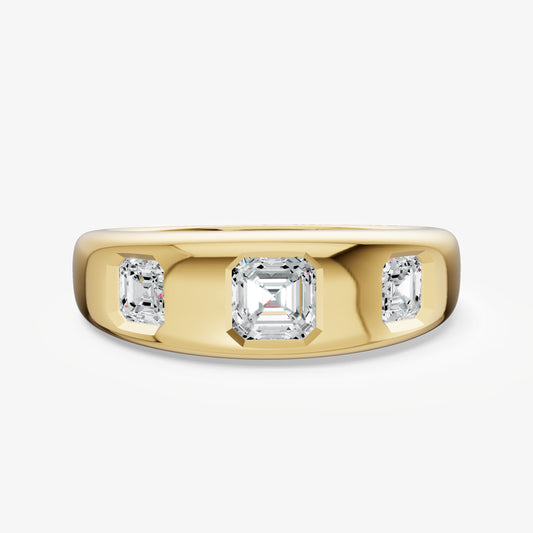 Diamond Set Gypsy Asscher Pinky Ring