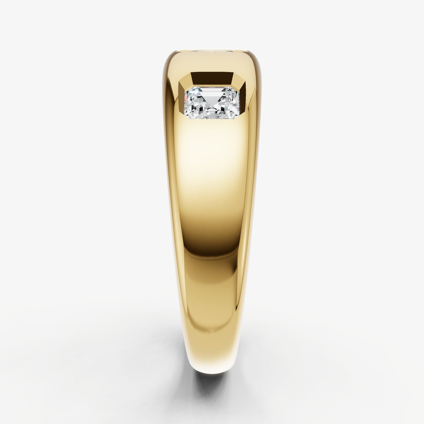 Diamond Set Gypsy Asscher Pinky Ring