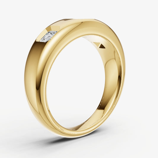 Diamond Set Gypsy Asscher Pinky Ring