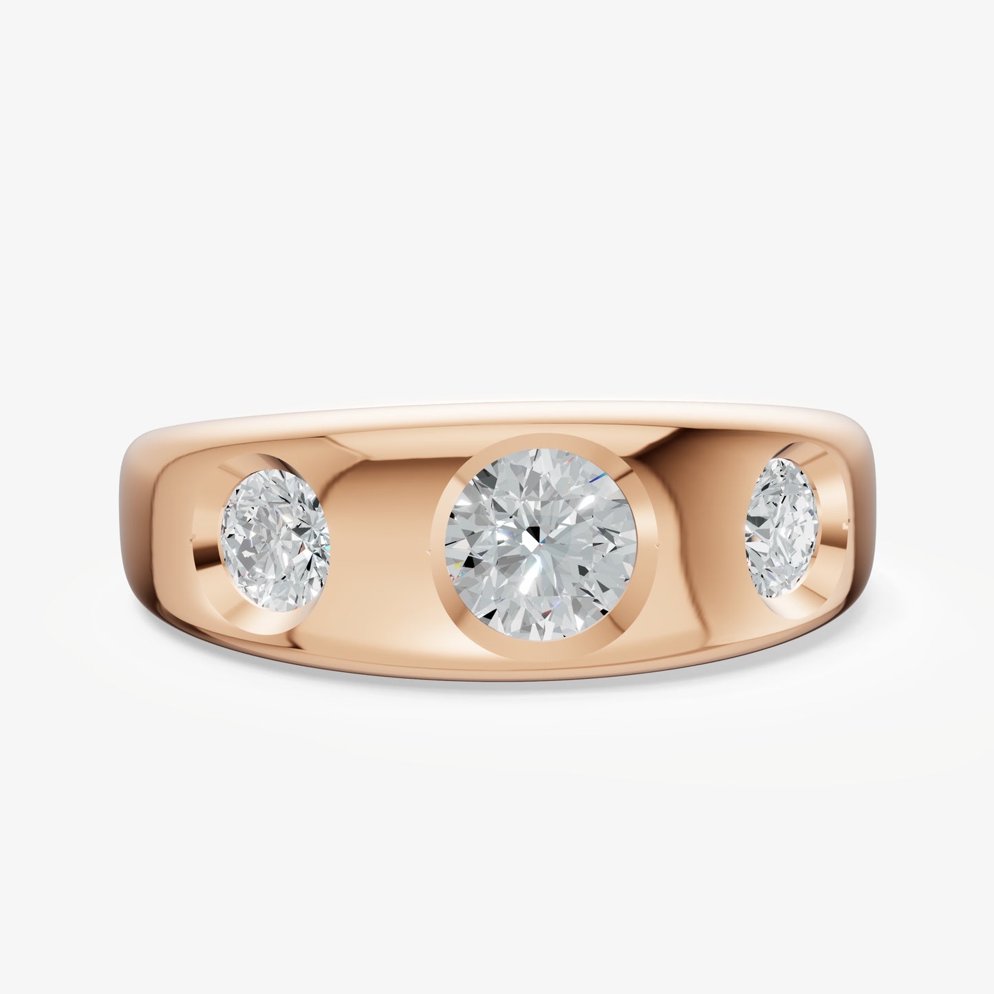 Diamond Set Gypsy Round Pinky Ring