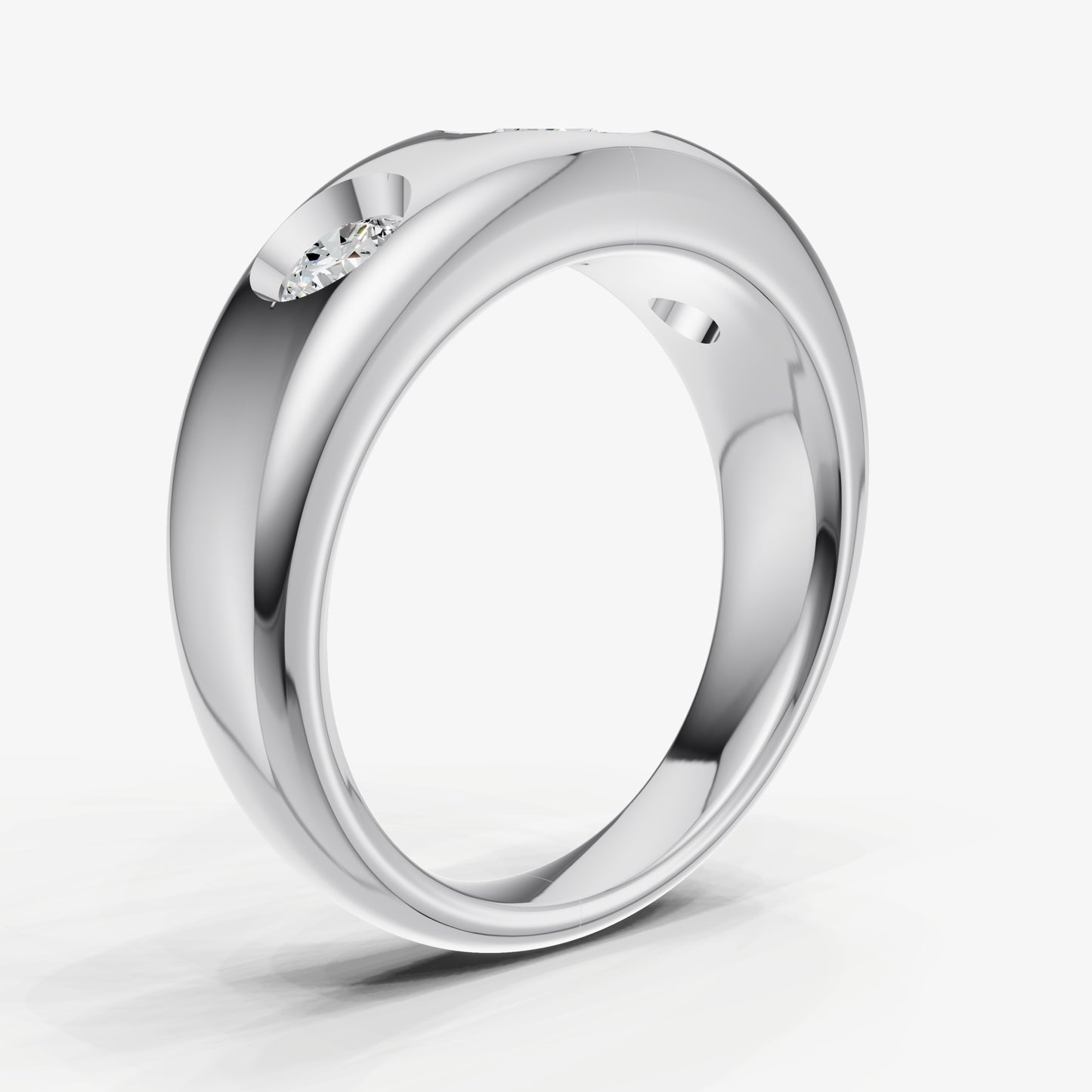 Diamond Set Gypsy Round Pinky Ring
