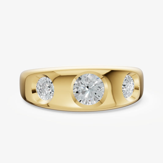 Diamond Set Gypsy Round Pinky Ring