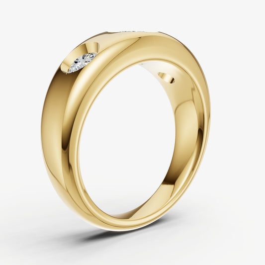 Diamond Set Gypsy Round Pinky Ring