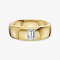 Classic Rounded Band with Hammer Set Emerald Cut