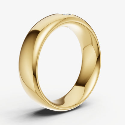 Classic Rounded Band with Hammer Set Ruby Diamond