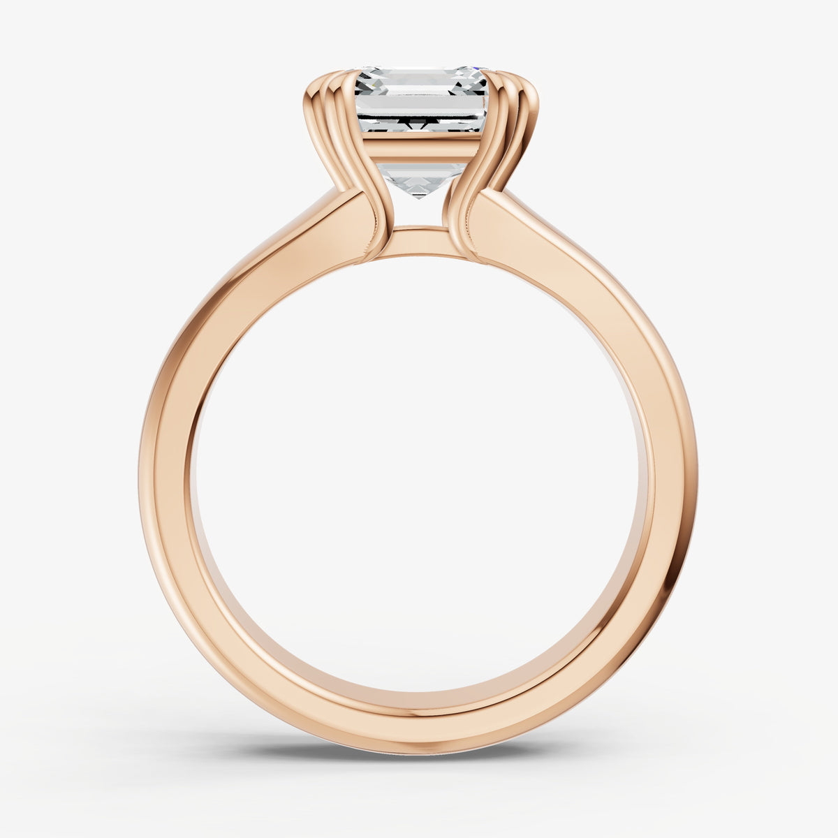 Large Taper Asscher Engagment Ring with Double Claws