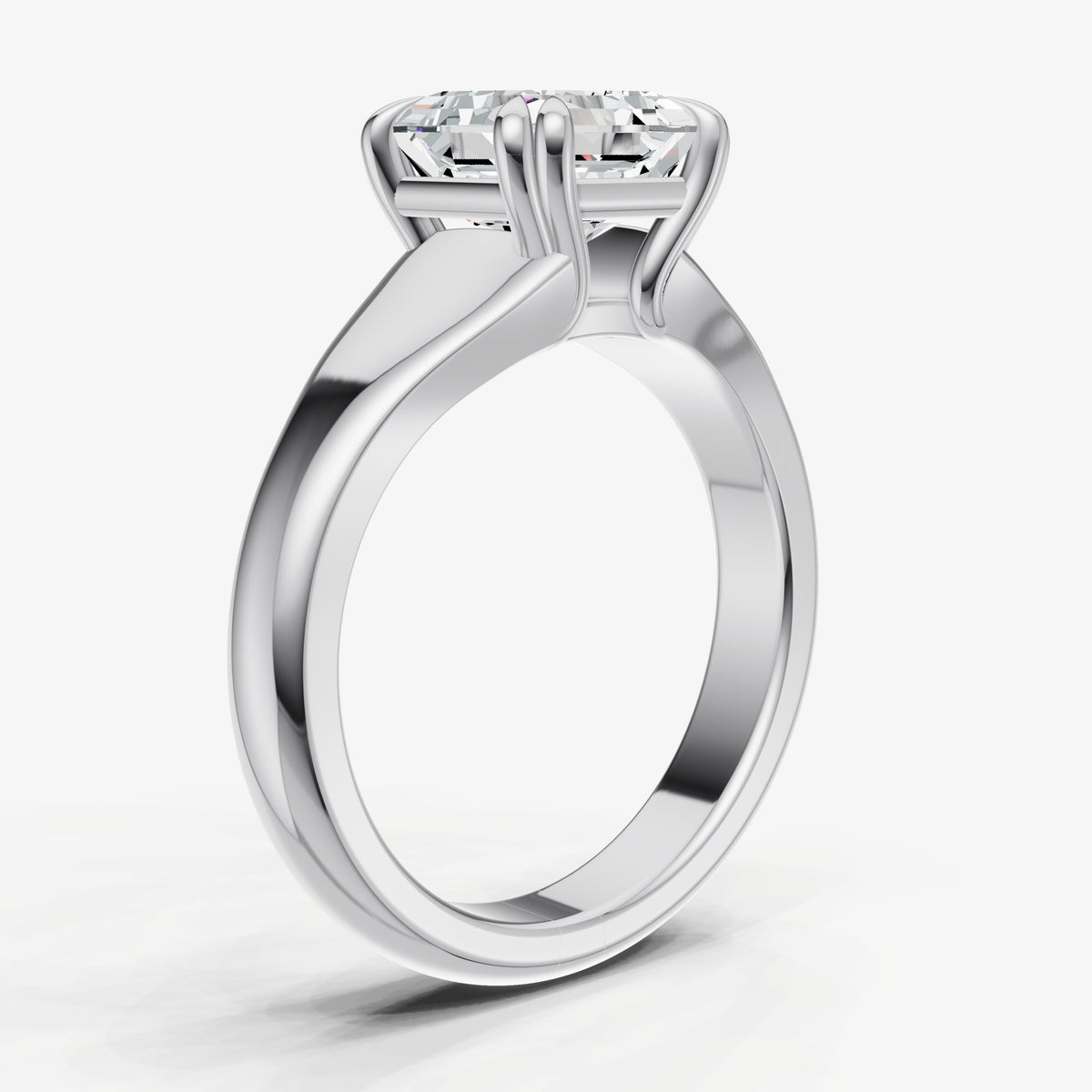 Large Taper Asscher Engagment Ring with Double Claws