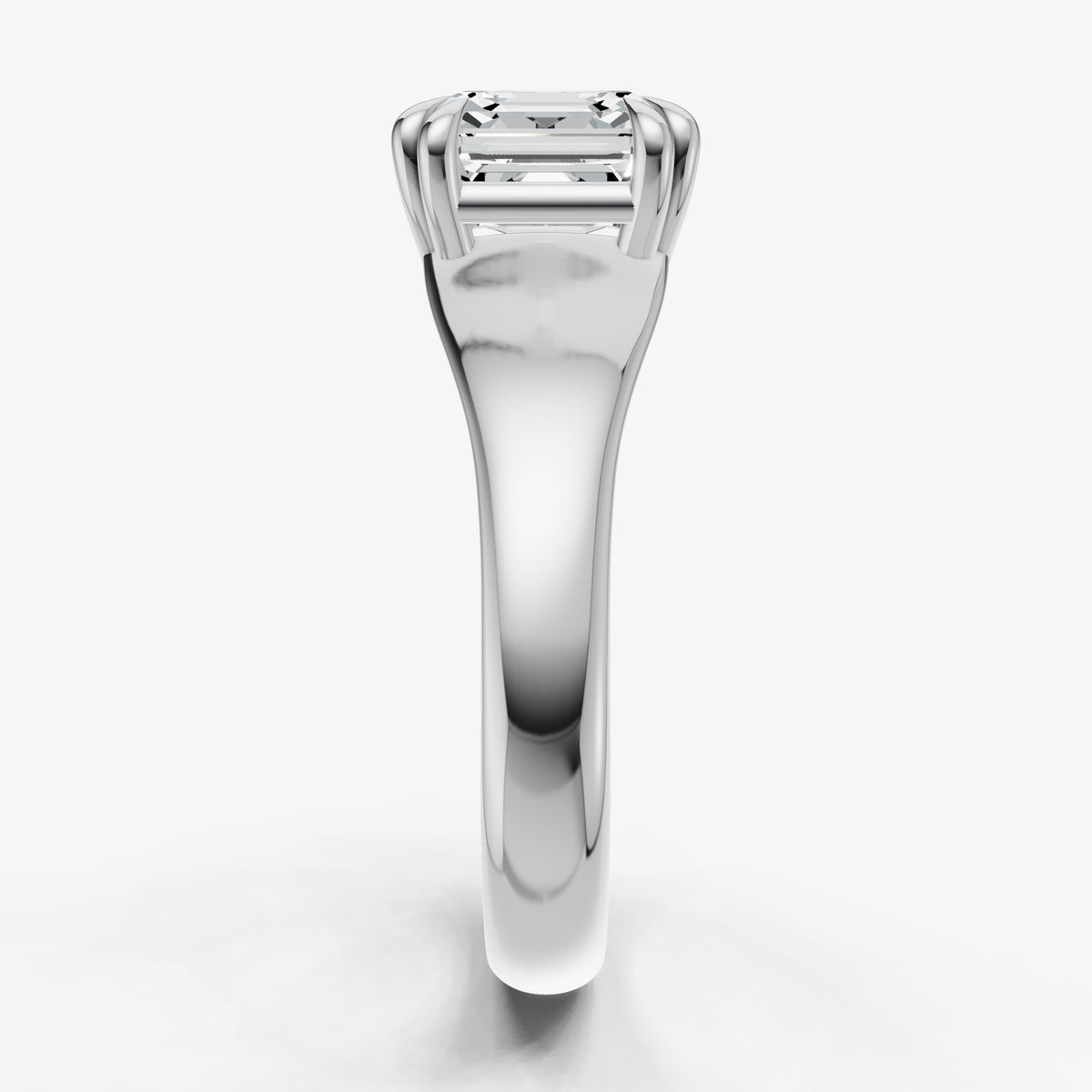 Large Taper Asscher Engagment Ring with Double Claws