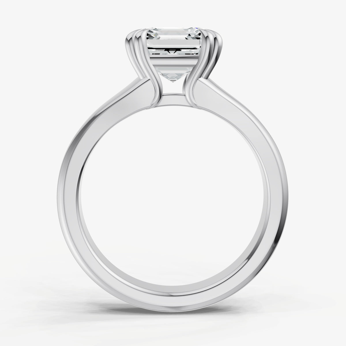 Large Taper Asscher Engagment Ring with Double Claws