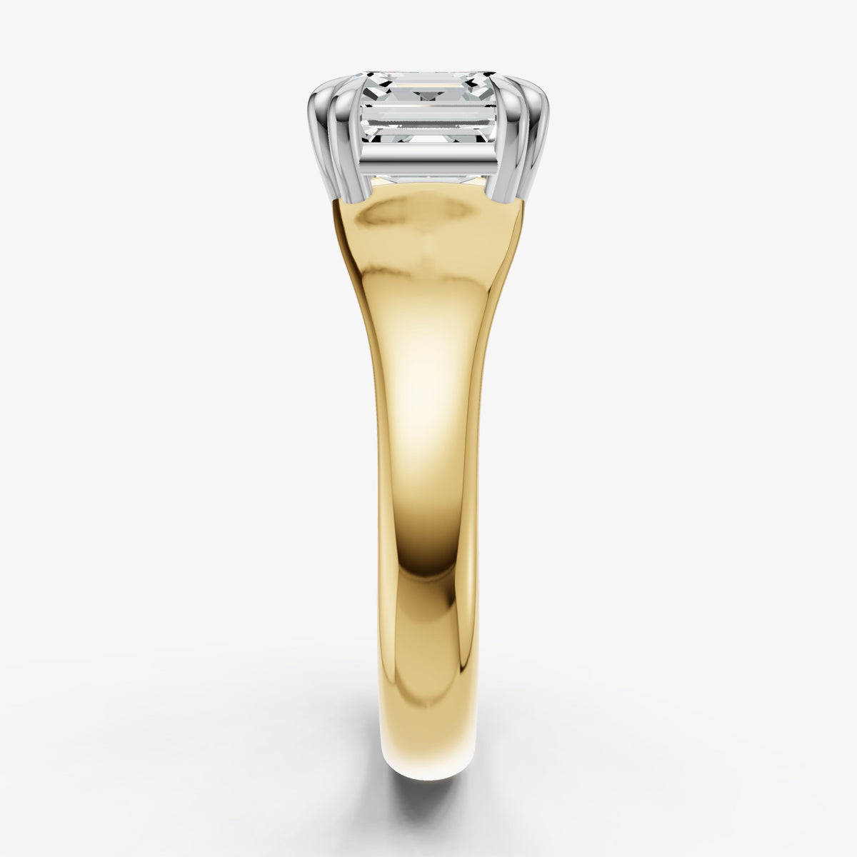 Large Taper Asscher Engagment Ring with Double Claws