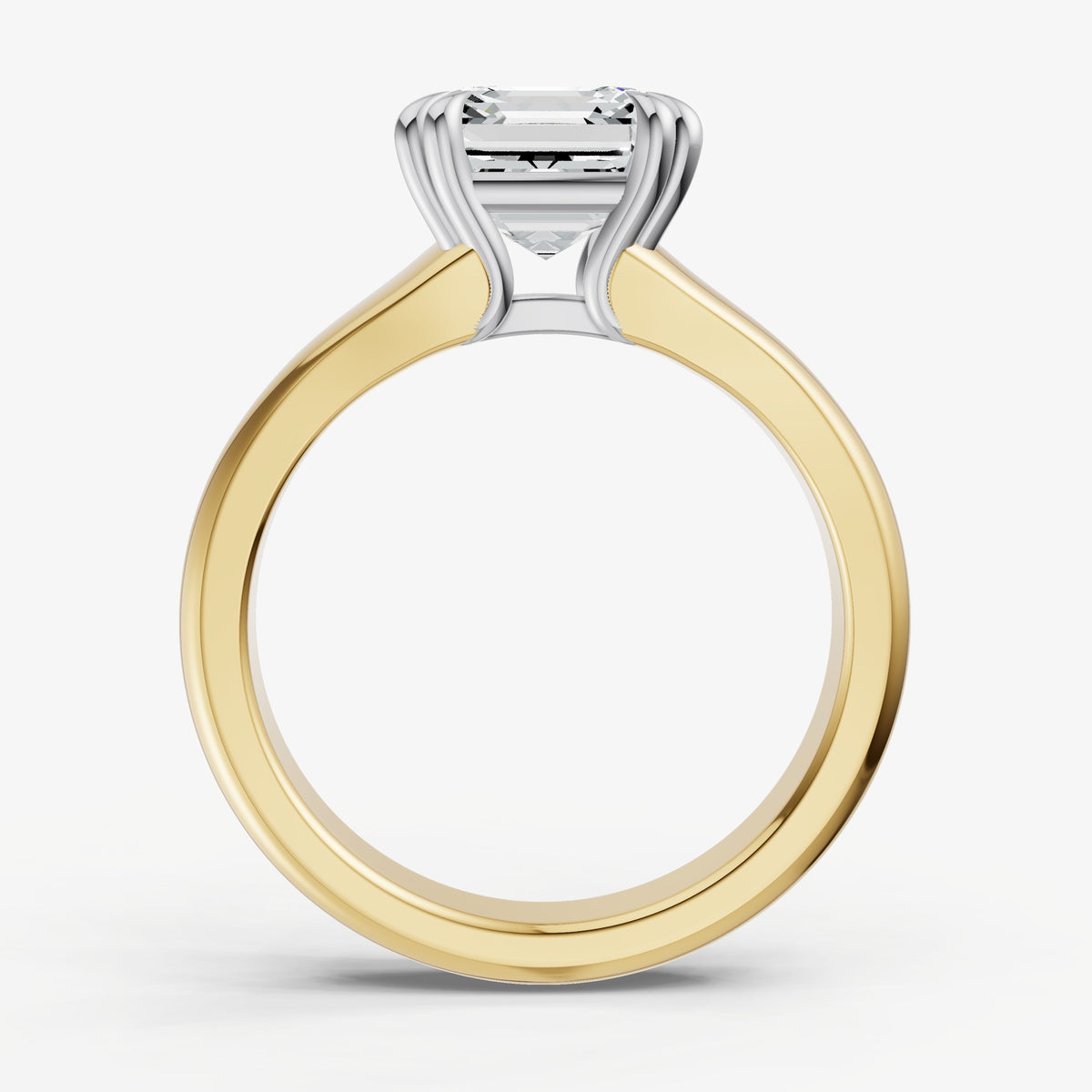Large Taper Asscher Engagment Ring with Double Claws