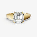 Large Taper Asscher Engagment Ring with Double Claws