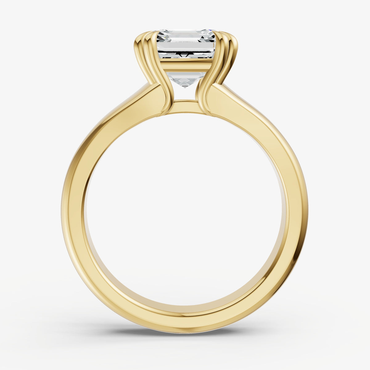 Large Taper Asscher Engagment Ring with Double Claws