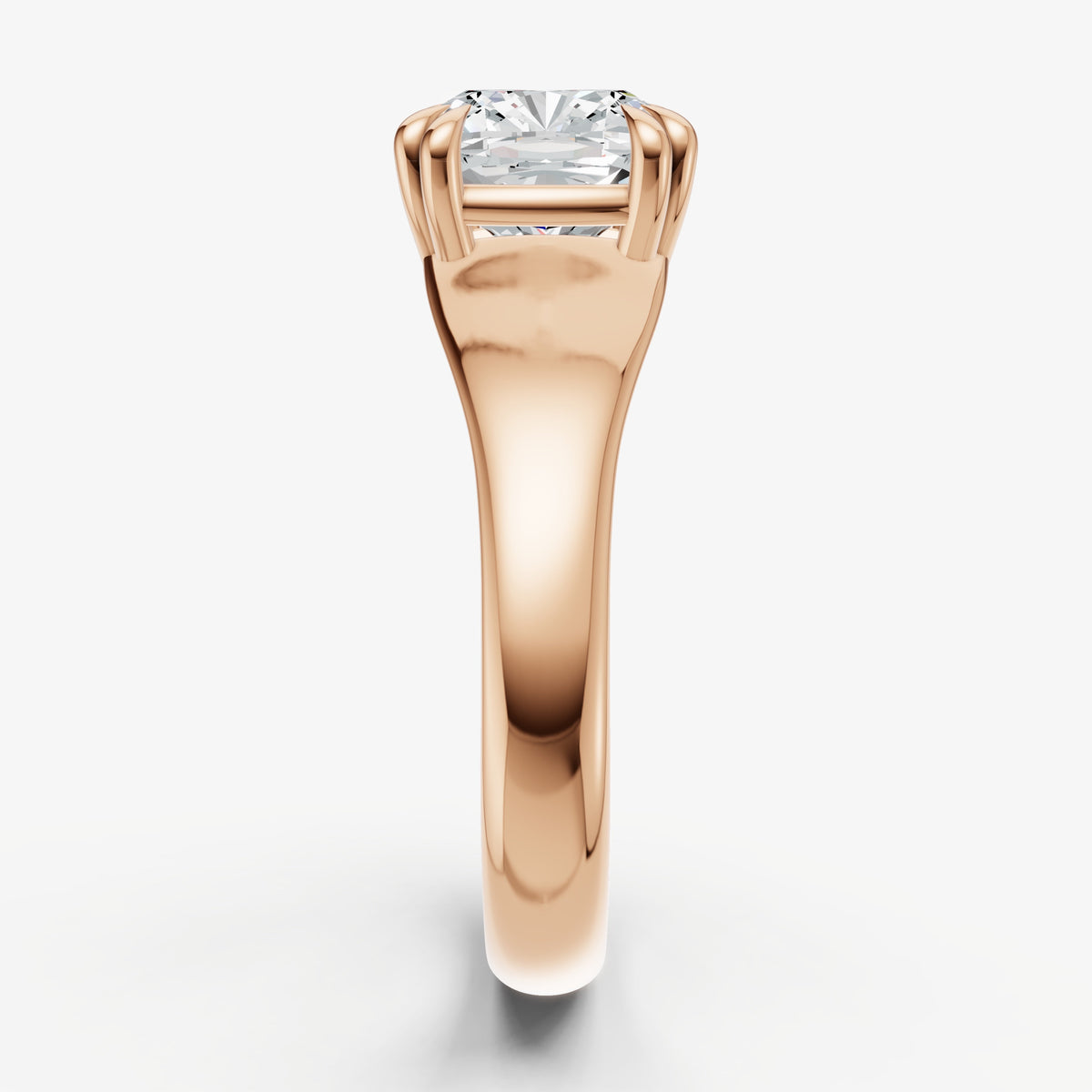 Large taper Cushion Engagment Ring with Double Claws