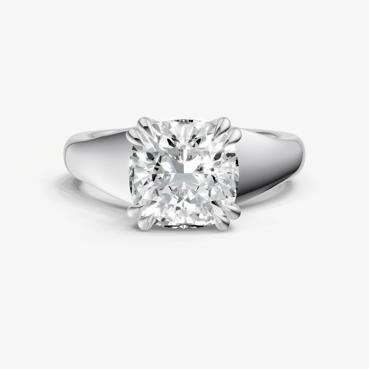 Large taper Cushion Engagment Ring with Double Claws