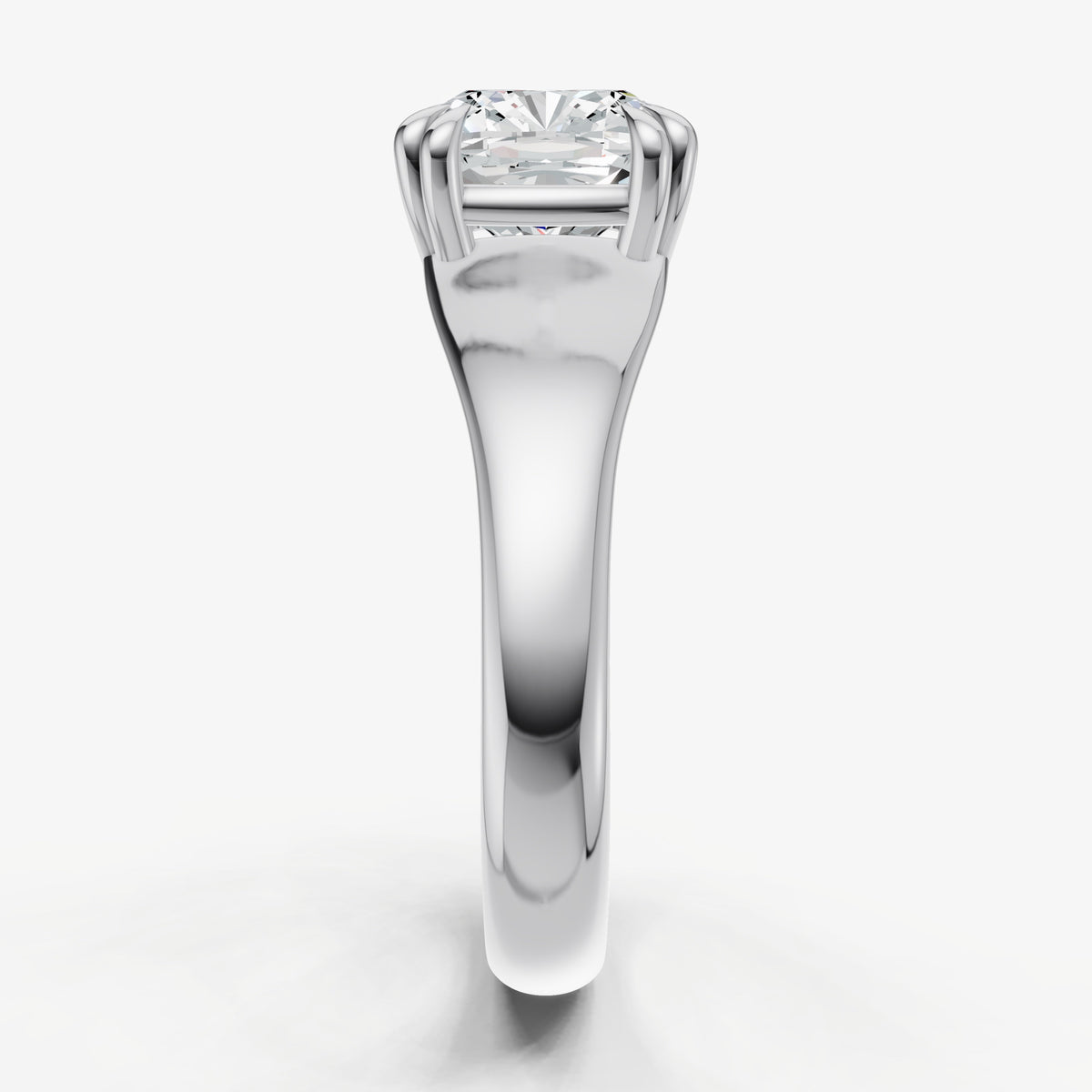 Large taper Cushion Engagment Ring with Double Claws