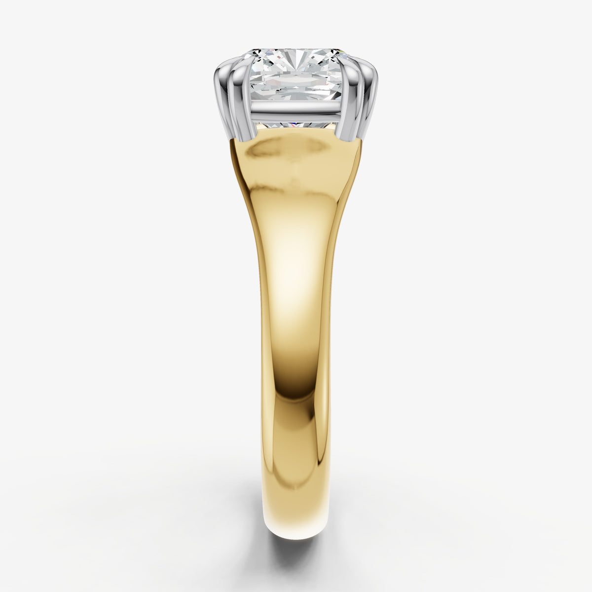 Large taper Cushion Engagment Ring with Double Claws