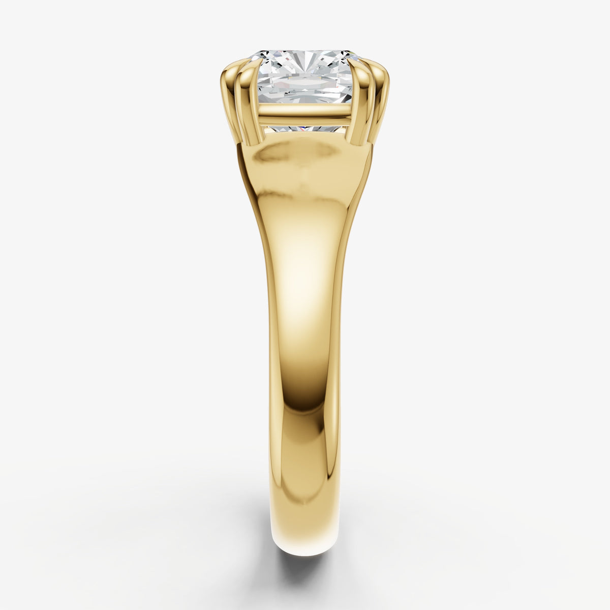Large taper Cushion Engagment Ring with Double Claws