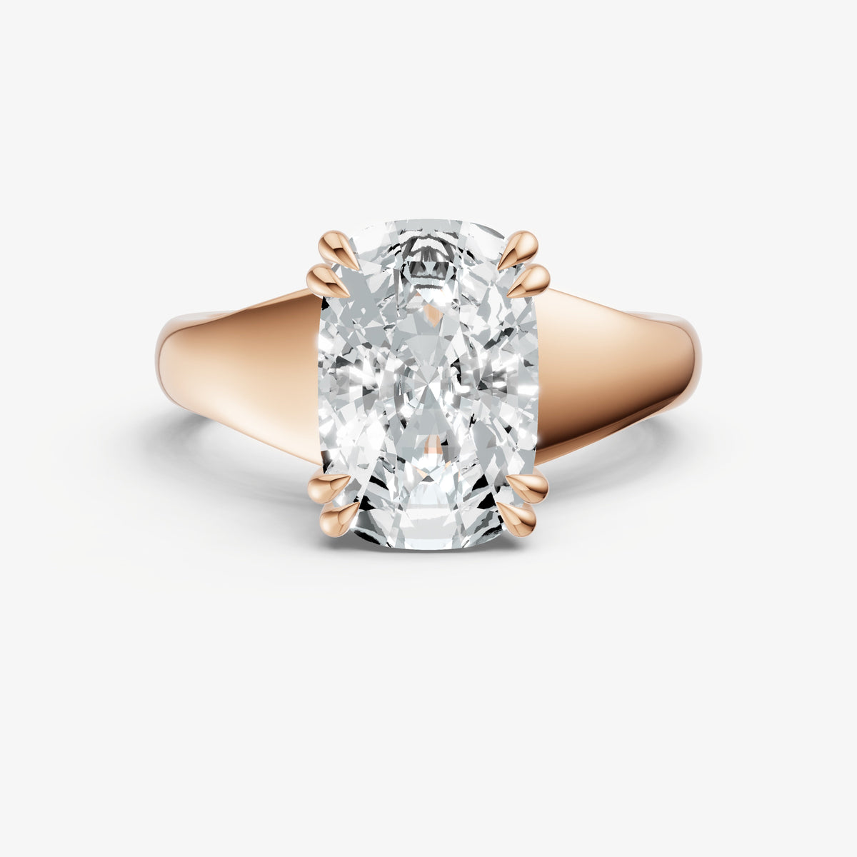 Large Taper Elongated Cushion Engagment Ring with Double Claws