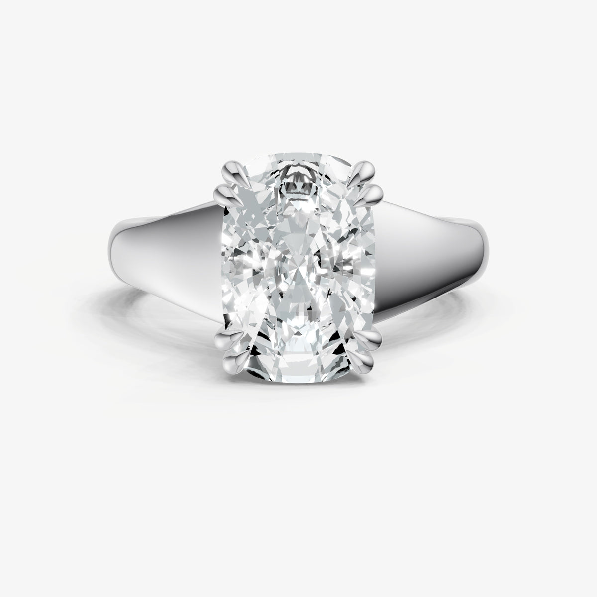 Large Taper Elongated Cushion Engagment Ring with Double Claws