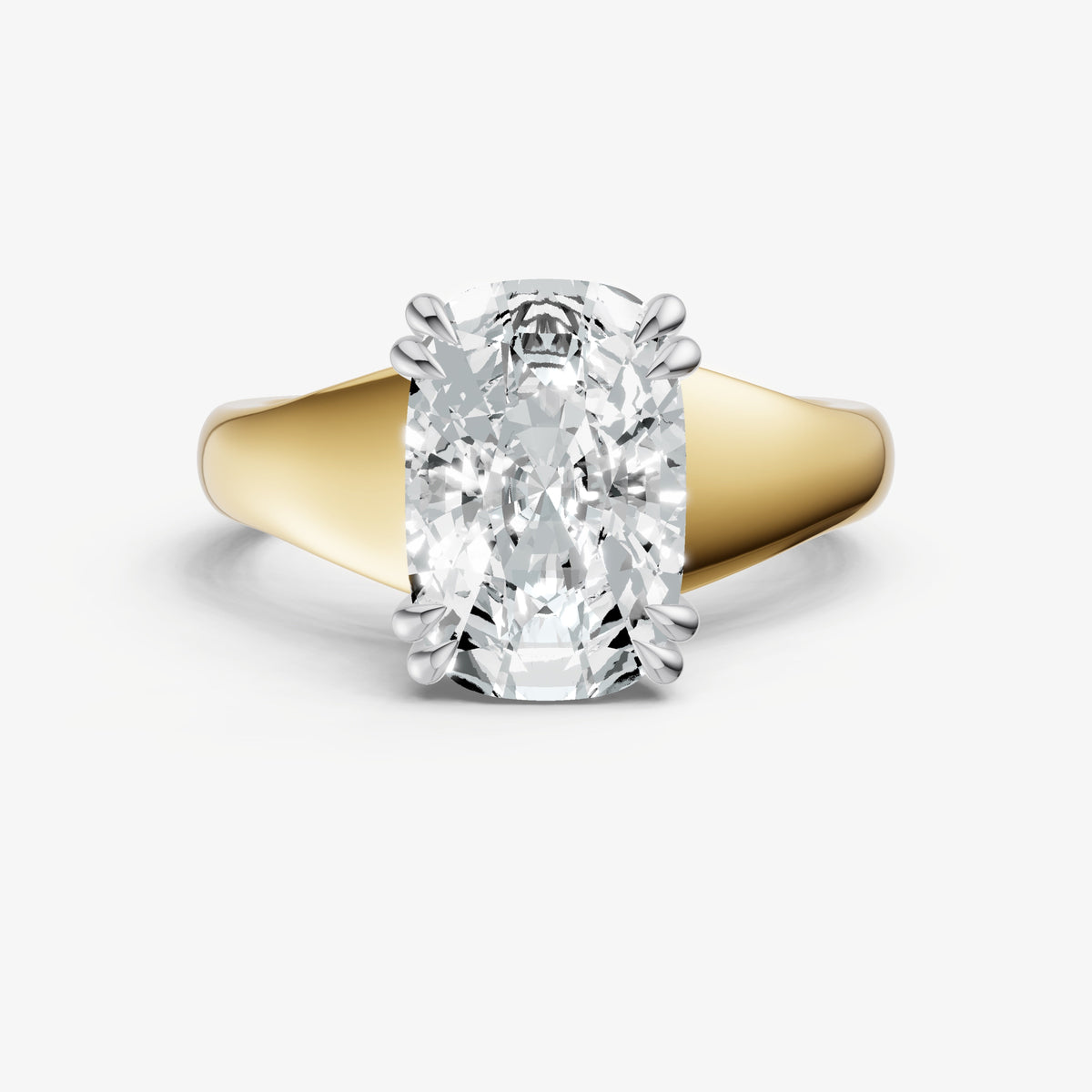 Large Taper Elongated Cushion Engagment Ring with Double Claws