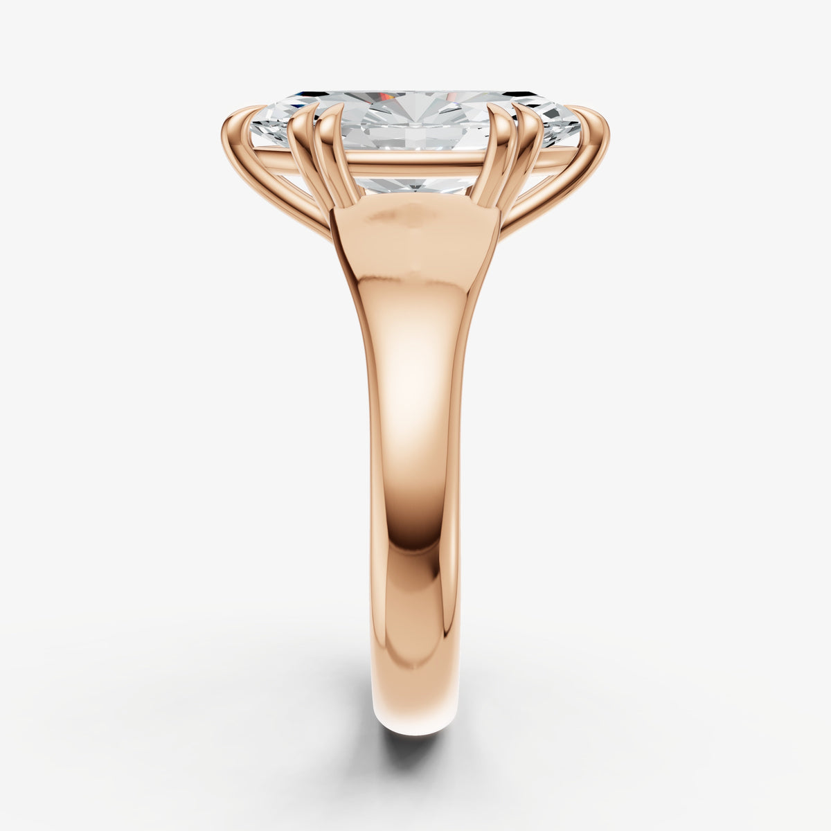 Large Taper Marquise Engagment Ring with Double Claws